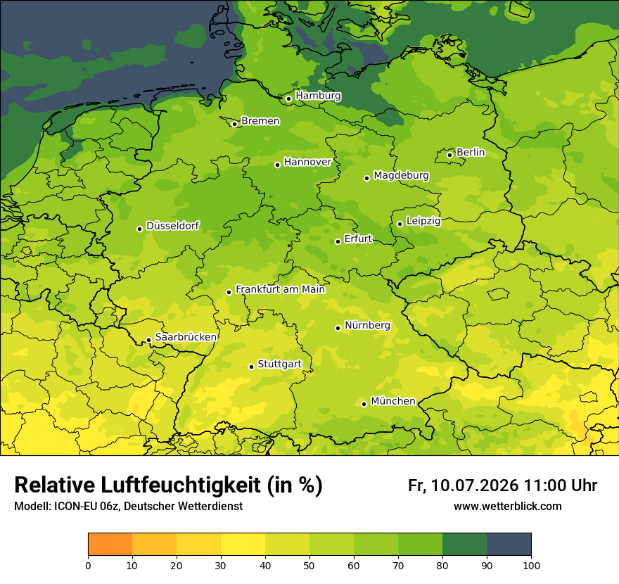 Modellkarte ICON-EU – relhum – deutschland