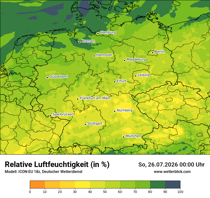 Modellkarte ICON-EU – relhum – deutschland