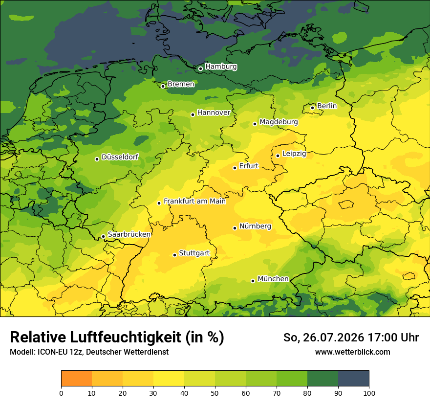 Modellkarte ICON-EU – relhum – deutschland