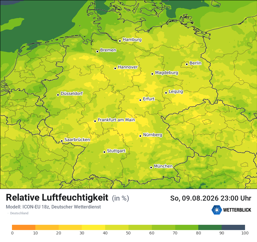 Modellkarte ICON-EU – relhum – deutschland