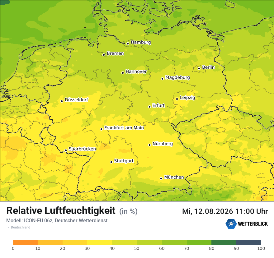 Modellkarte ICON-EU – relhum – deutschland