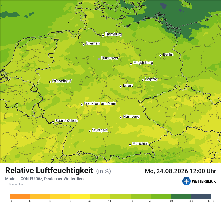 Modellkarte ICON-EU – relhum – deutschland