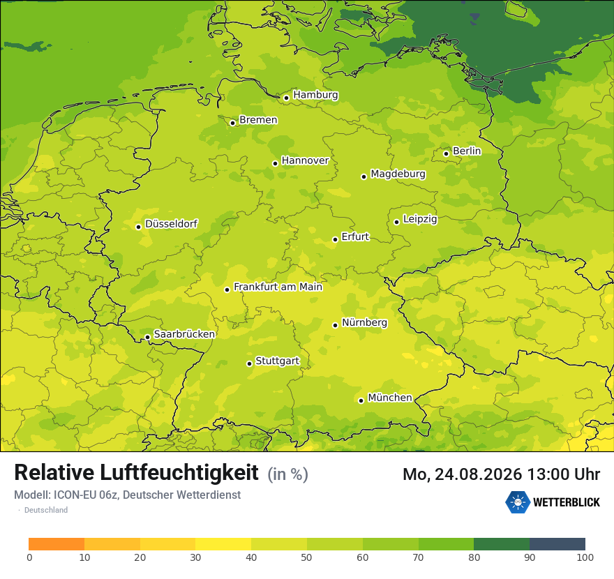 Modellkarte ICON-EU – relhum – deutschland