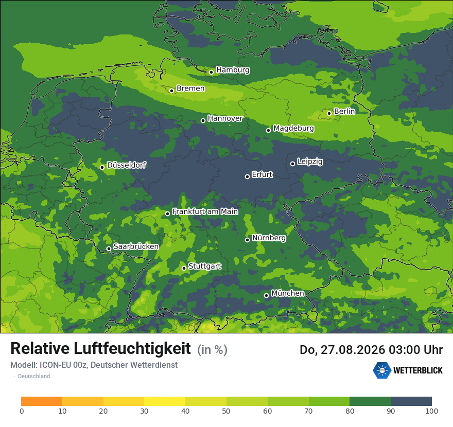 Modellkarte ICON-EU – relhum – deutschland