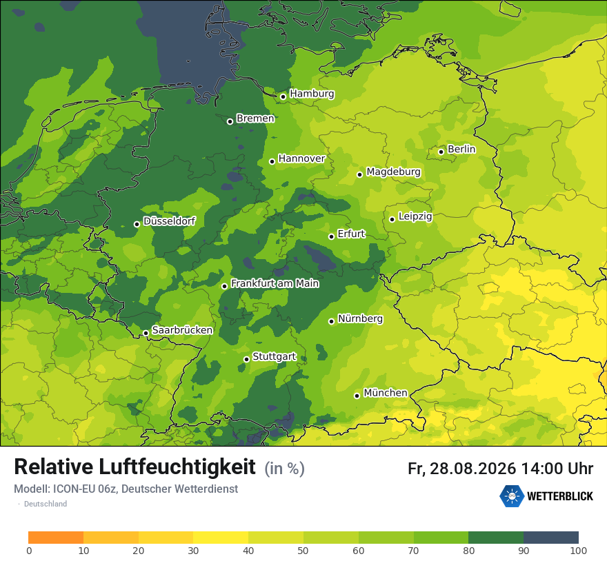 Modellkarte ICON-EU – relhum – deutschland