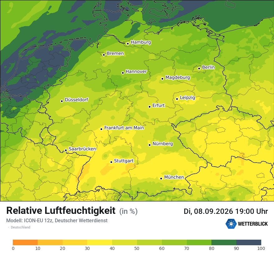 Modellkarte ICON-EU – relhum – deutschland