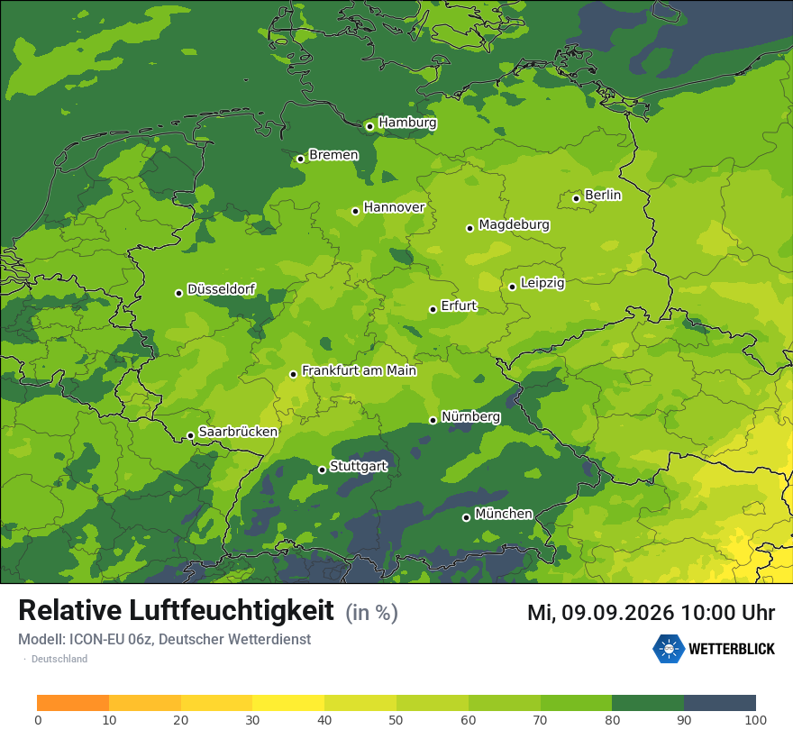 Modellkarte ICON-EU – relhum – deutschland