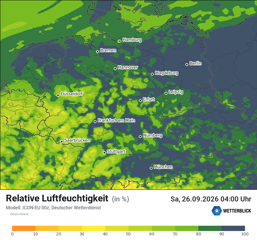 Modellkarte ICON-EU – relhum – deutschland