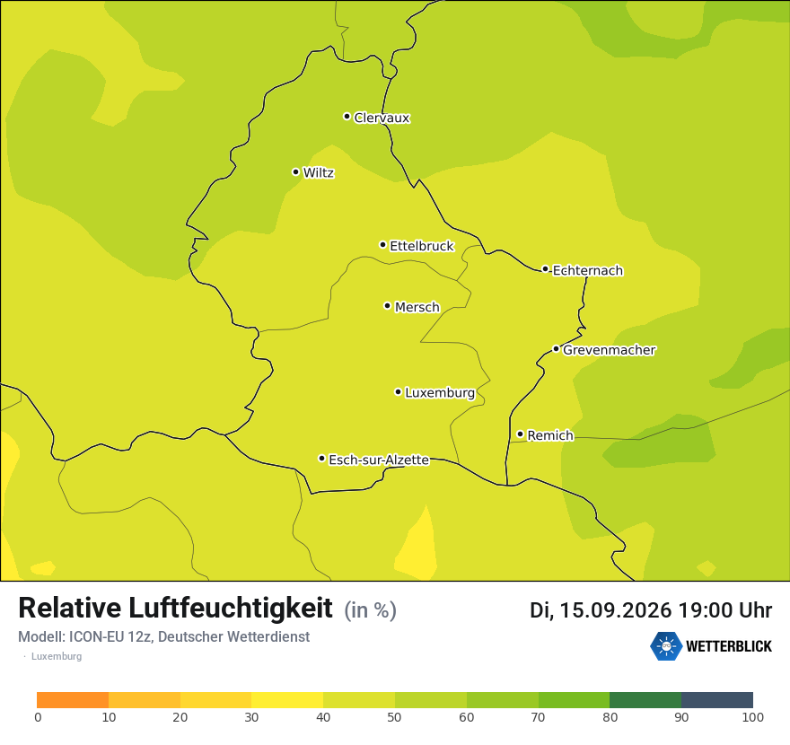 Modellkarte ICON-EU – relhum – luxemburg