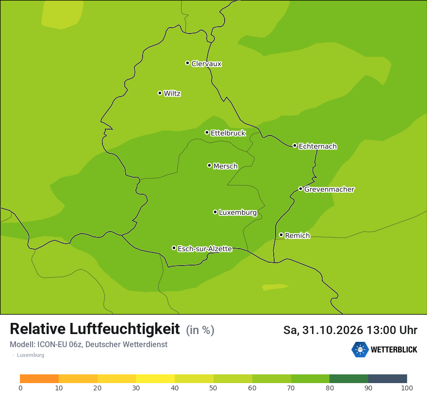 Modellkarte ICON-EU – relhum – luxemburg