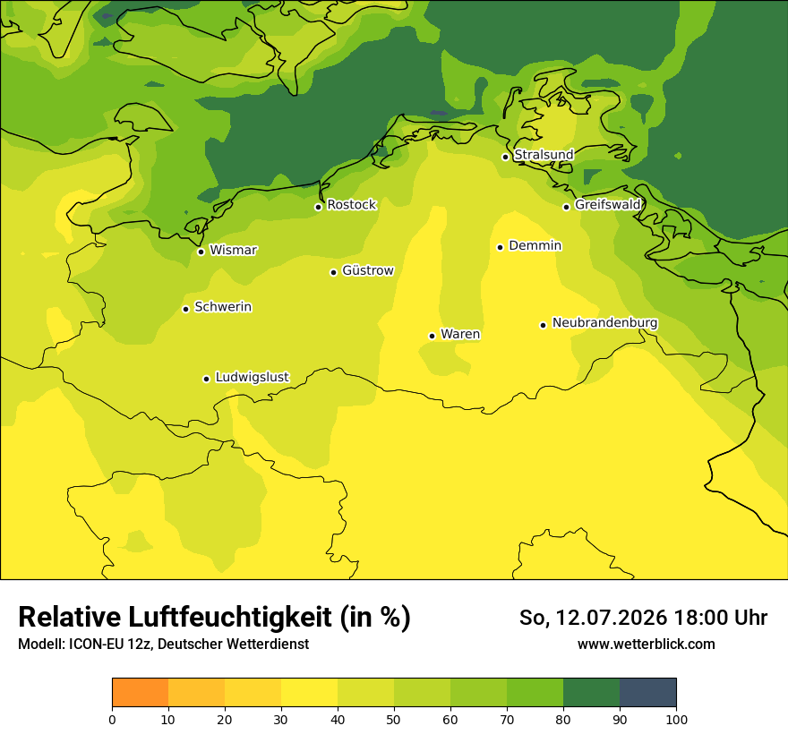 Modellkarte ICON-EU – relhum – mv