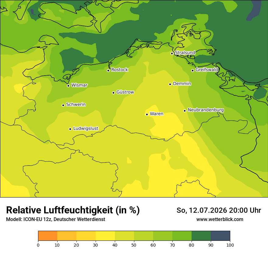Modellkarte ICON-EU – relhum – mv