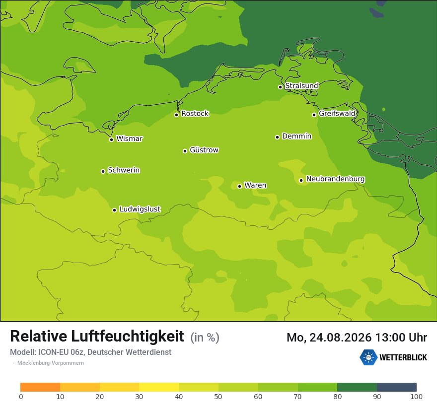 Modellkarte ICON-EU – relhum – mv