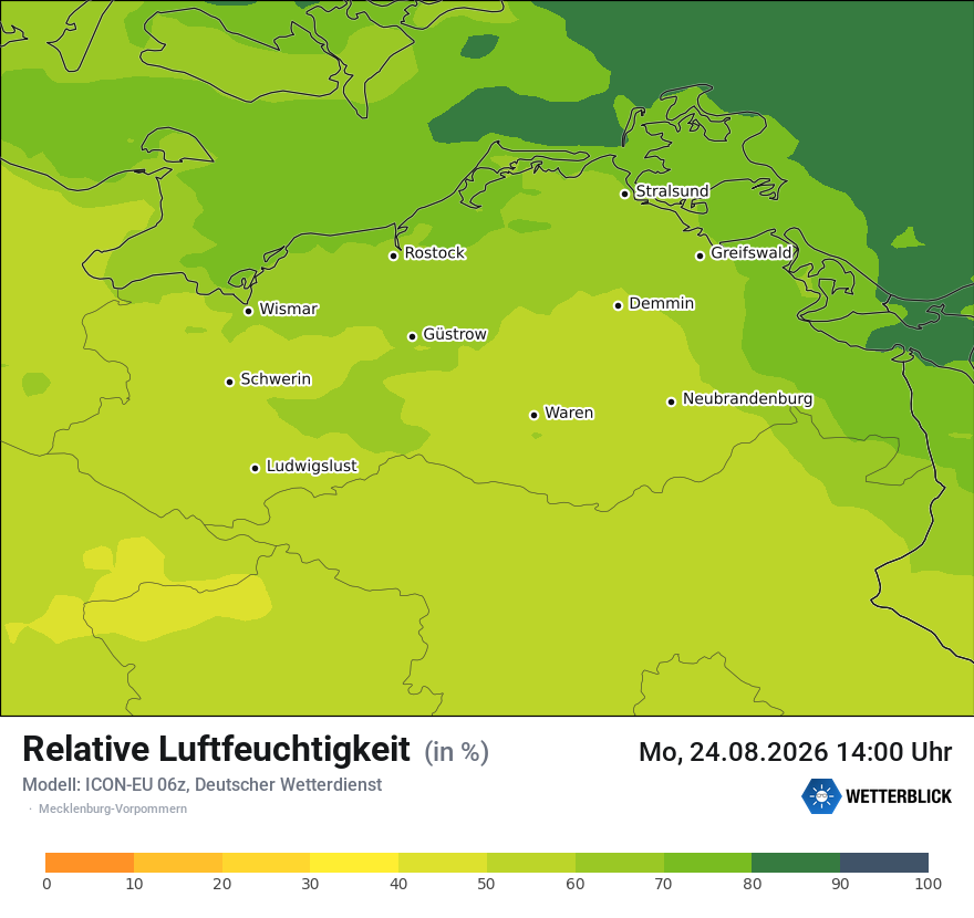Modellkarte ICON-EU – relhum – mv