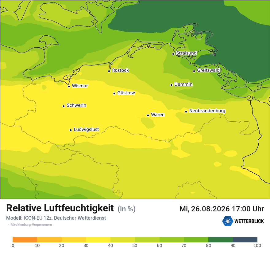 Modellkarte ICON-EU – relhum – mv