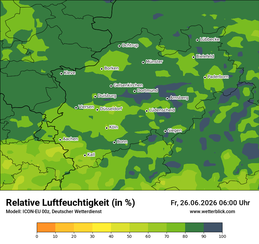Modellkarte ICON-EU – relhum – nrw