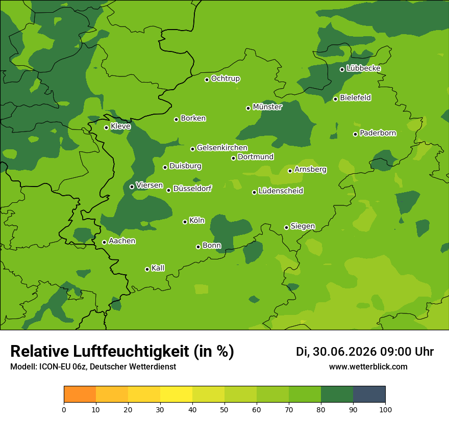 Modellkarte ICON-EU – relhum – nrw