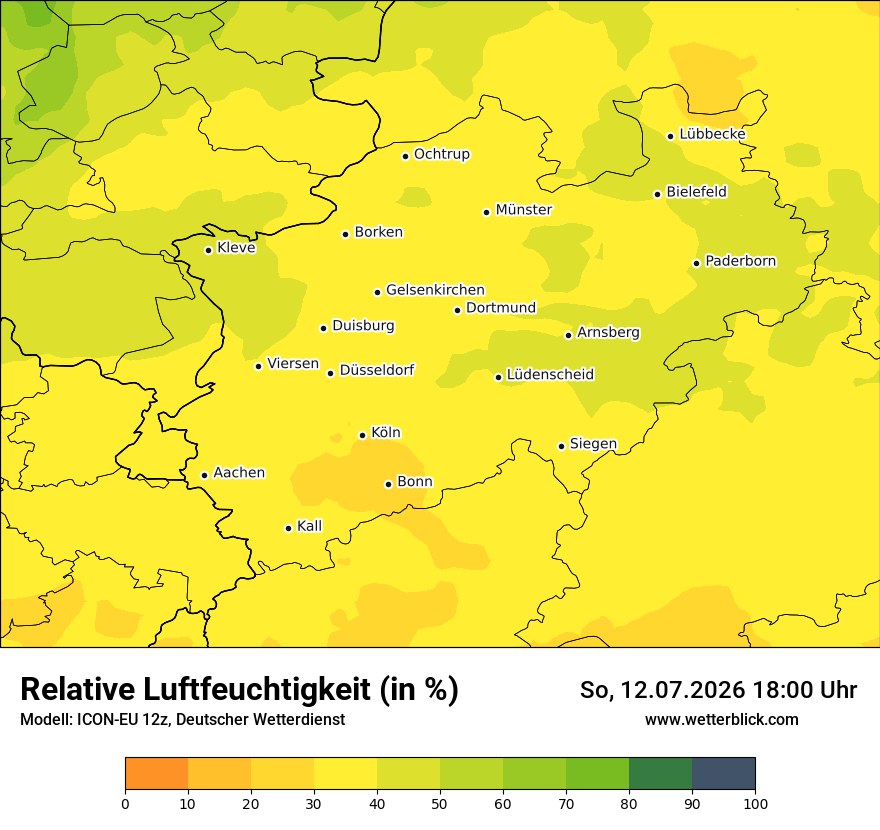 Modellkarte ICON-EU – relhum – nrw