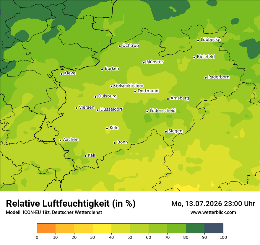 Modellkarte ICON-EU – relhum – nrw