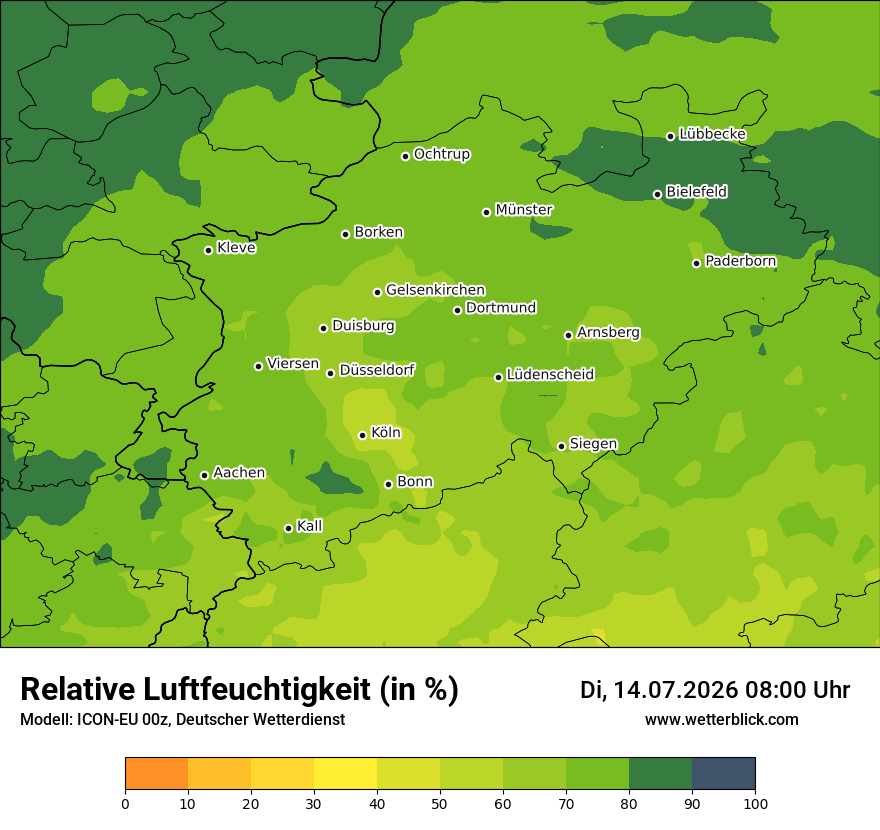 Modellkarte ICON-EU – relhum – nrw