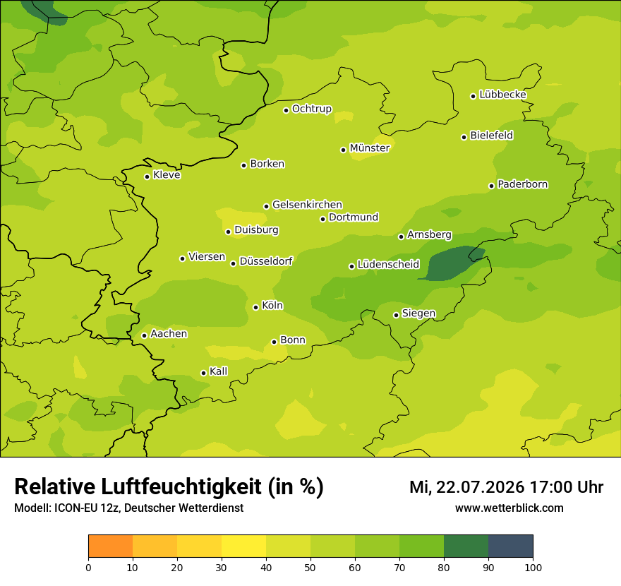 Modellkarte ICON-EU – relhum – nrw