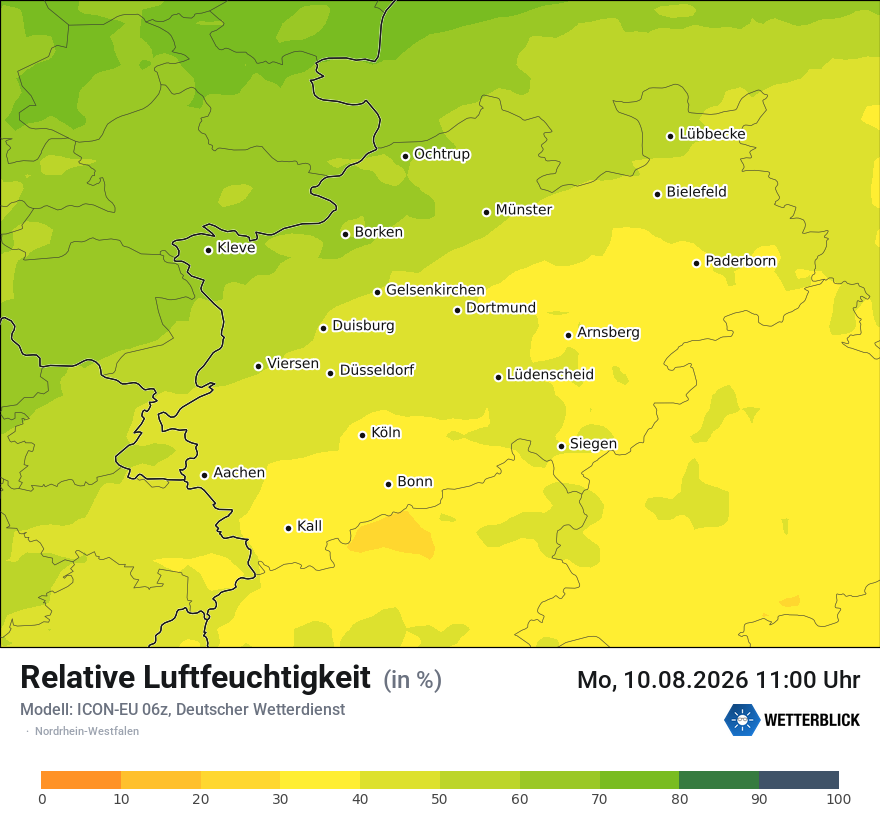 Modellkarte ICON-EU – relhum – nrw
