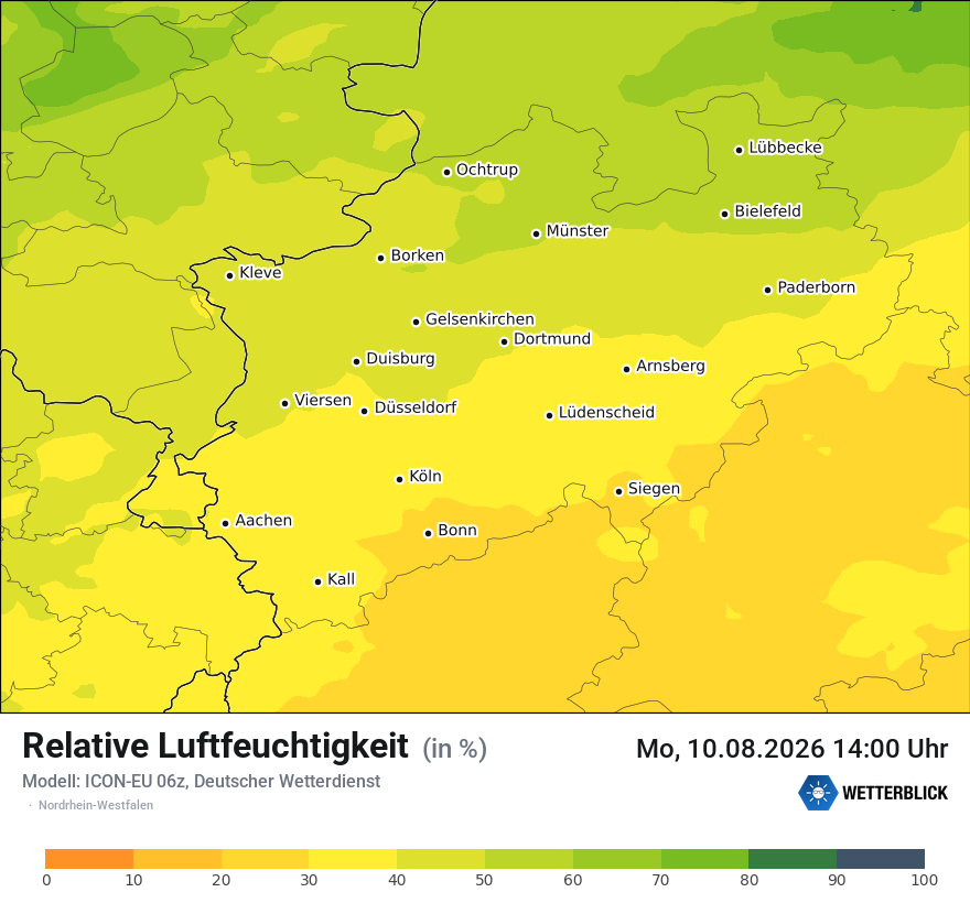 Modellkarte ICON-EU – relhum – nrw