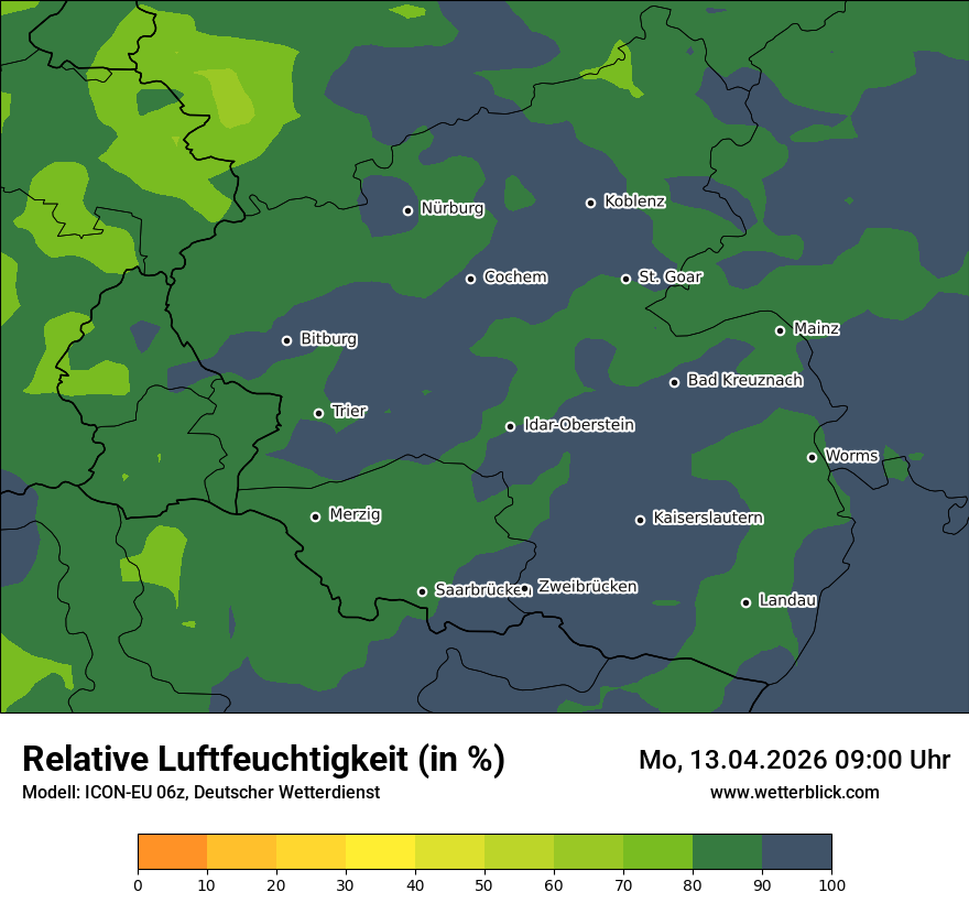 Modellkarte ICON-EU – relhum – rp