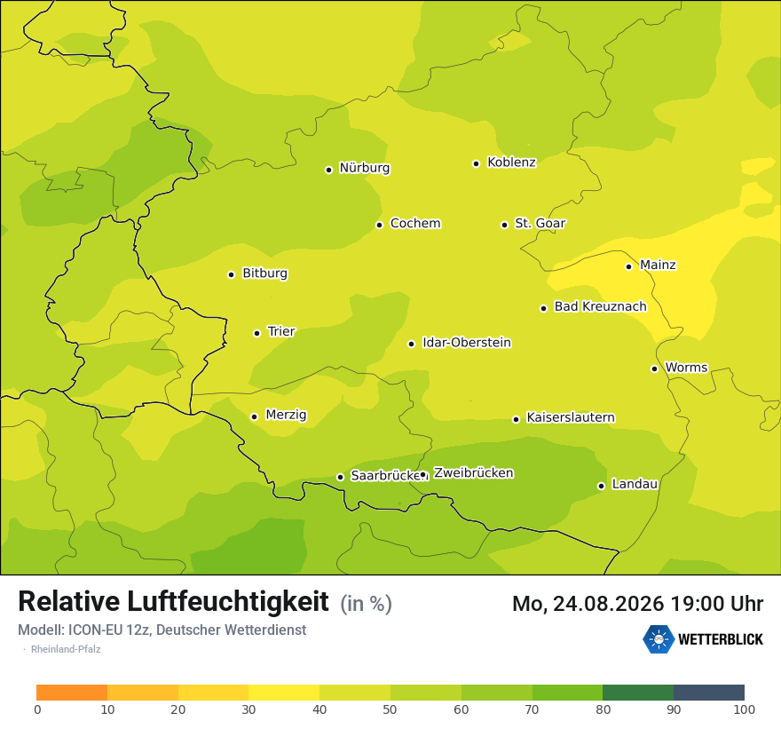 Modellkarte ICON-EU – relhum – rp
