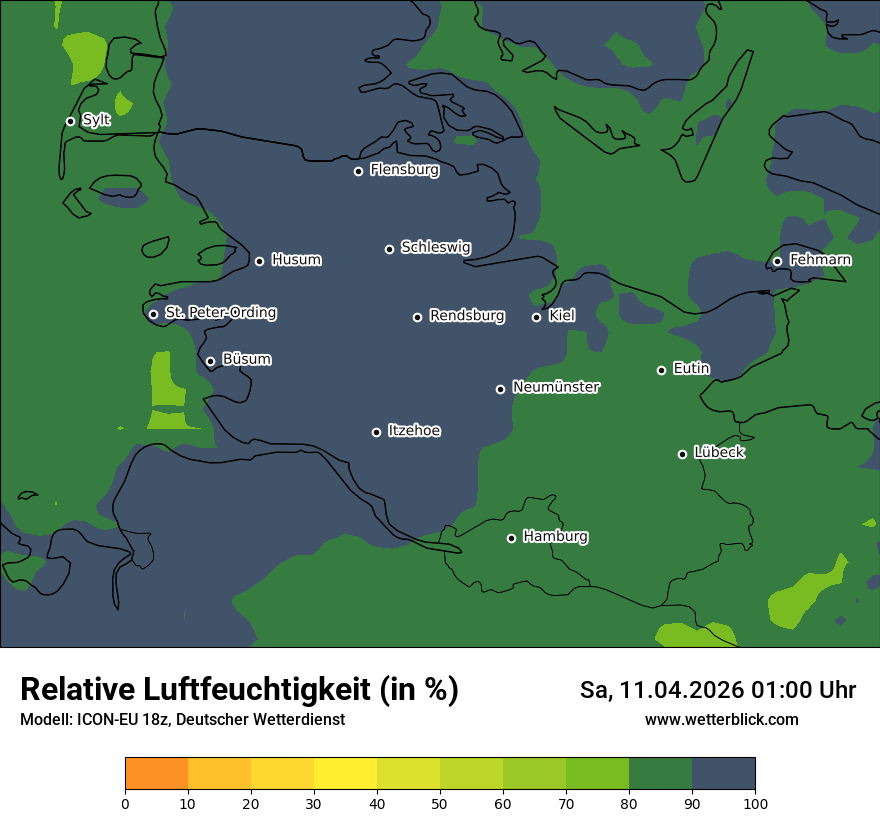 Modellkarte ICON-EU – relhum – sh