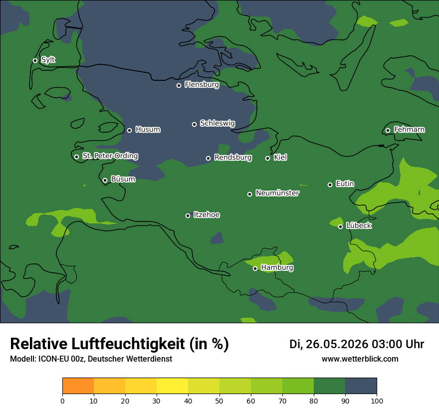 Modellkarte ICON-EU – relhum – sh