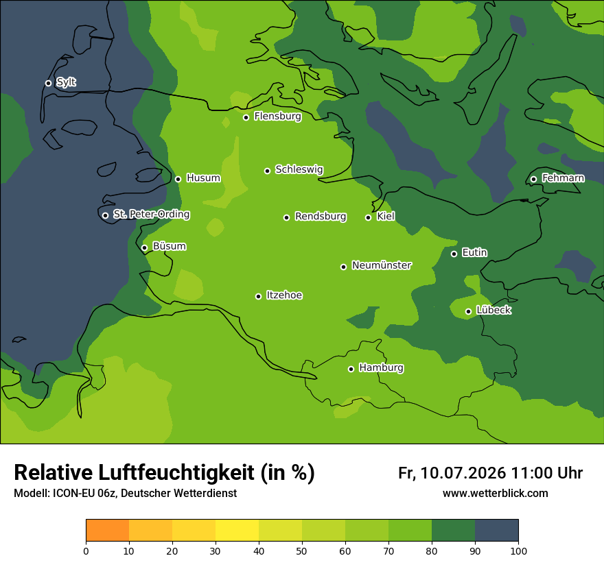 Modellkarte ICON-EU – relhum – sh