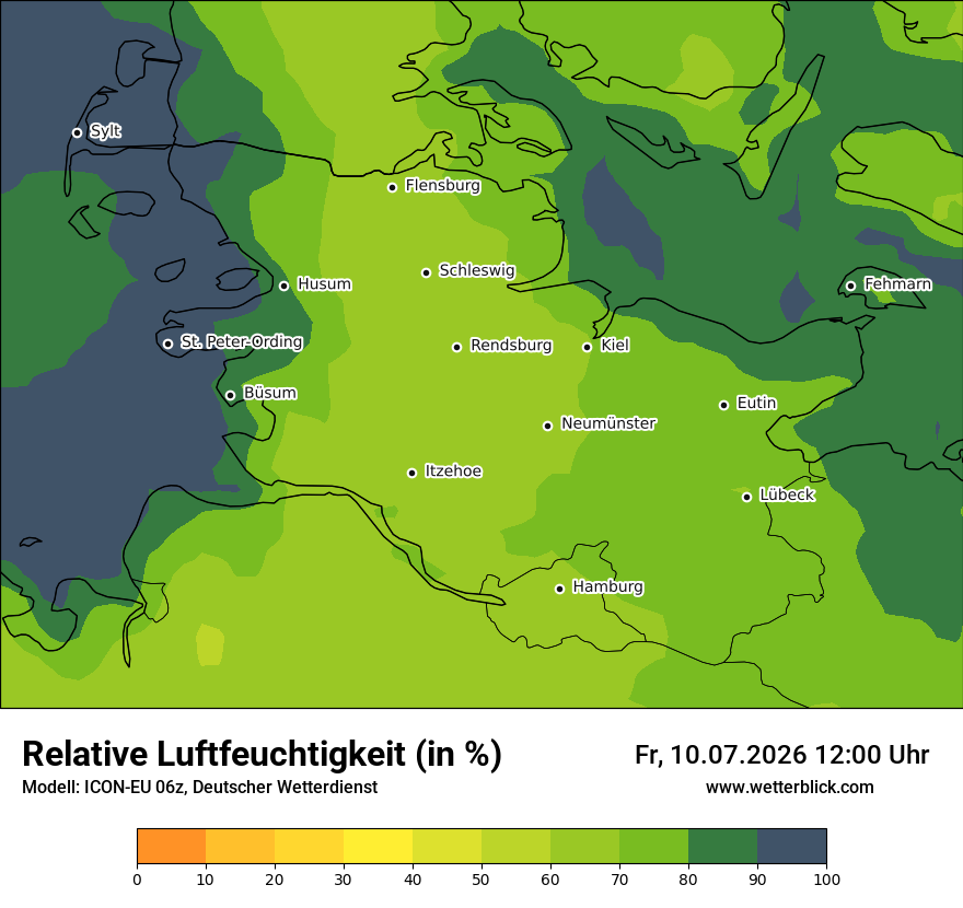 Modellkarte ICON-EU – relhum – sh