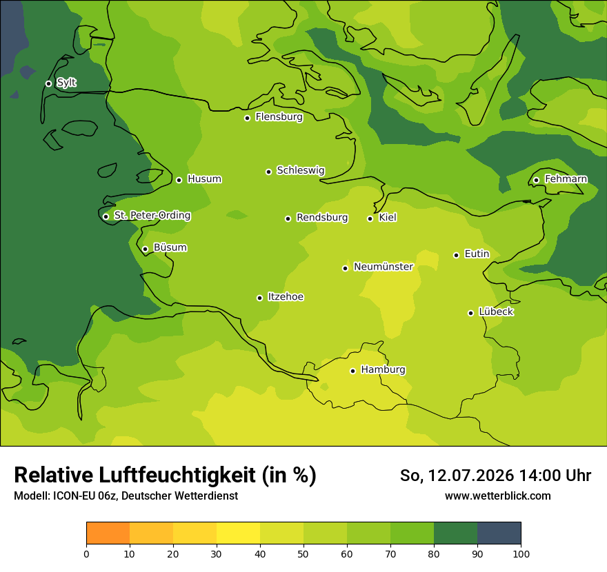 Modellkarte ICON-EU – relhum – sh