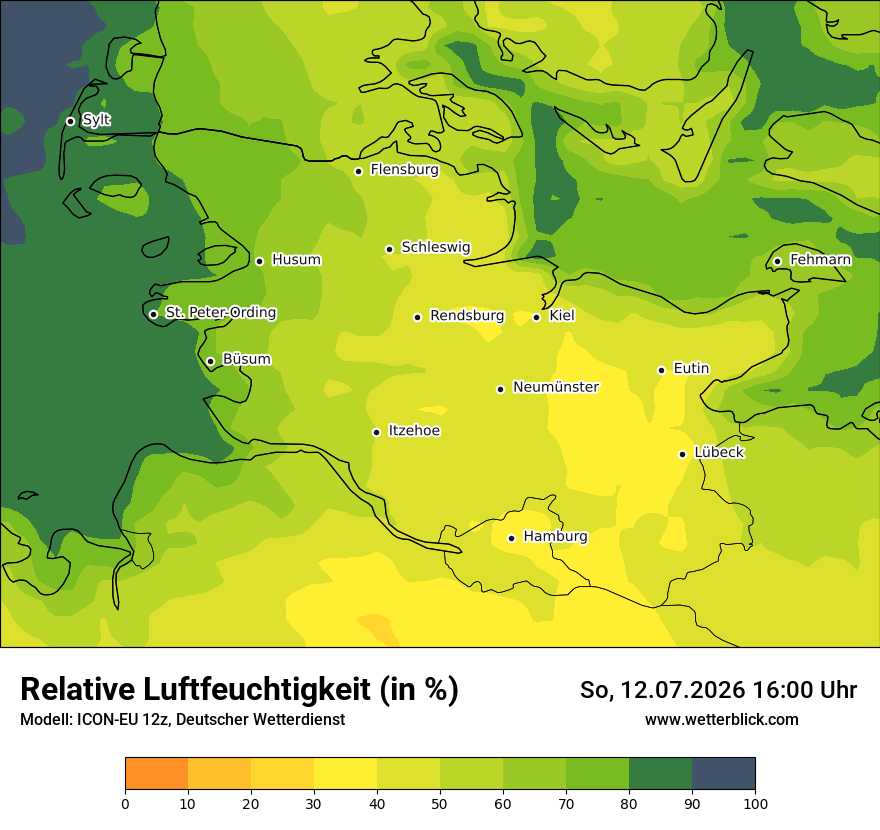 Modellkarte ICON-EU – relhum – sh