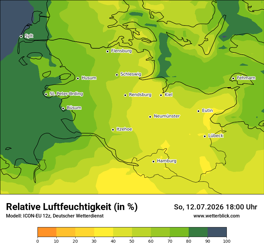 Modellkarte ICON-EU – relhum – sh