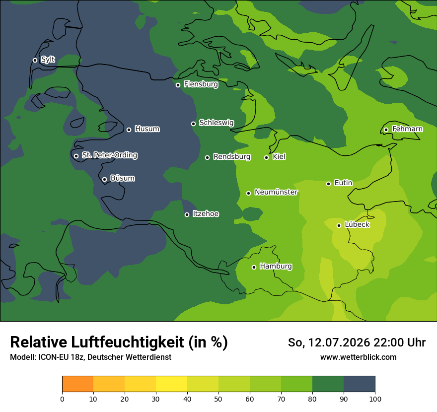 Modellkarte ICON-EU – relhum – sh