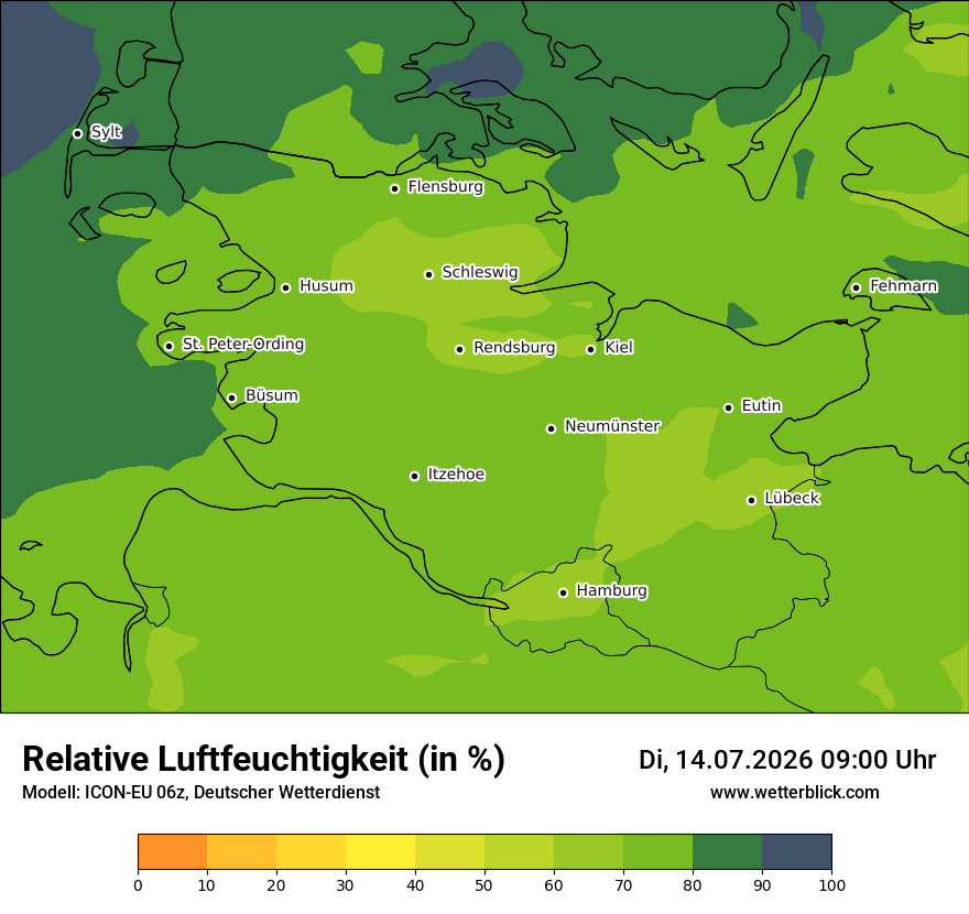 Modellkarte ICON-EU – relhum – sh