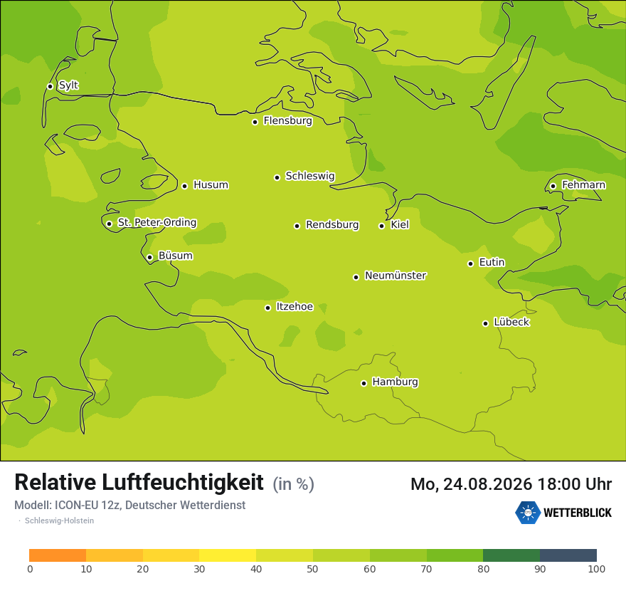 Modellkarte ICON-EU – relhum – sh