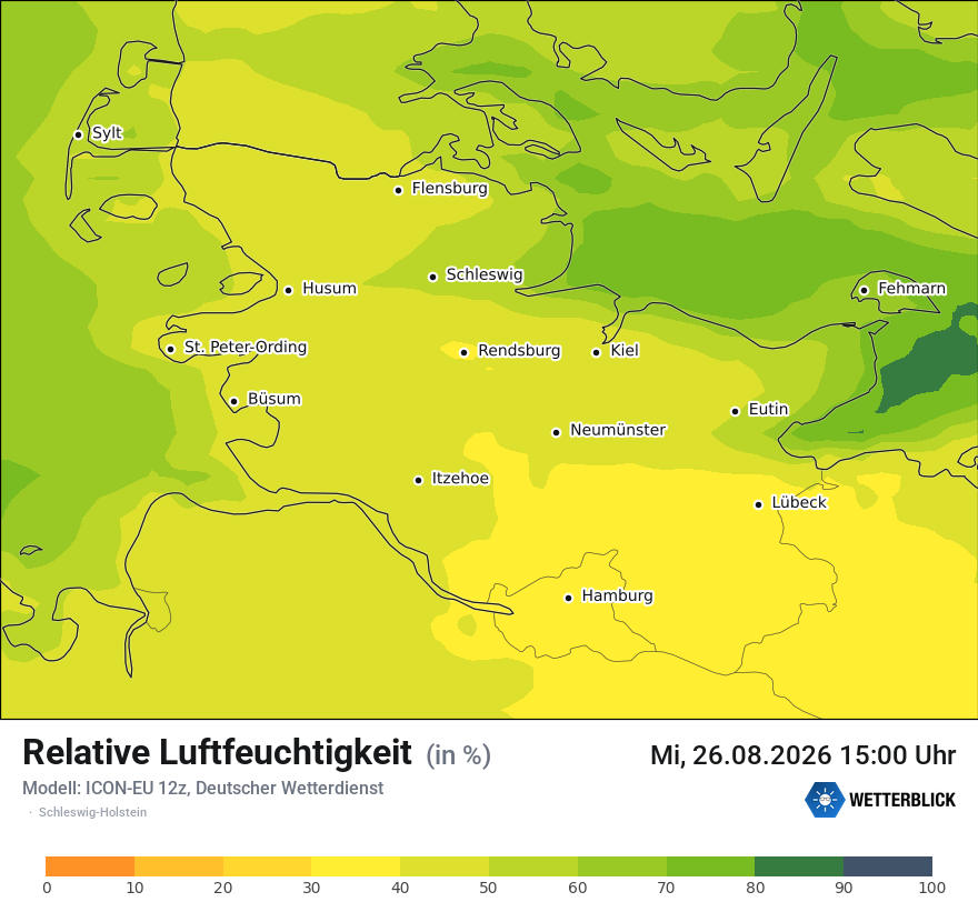 Modellkarte ICON-EU – relhum – sh