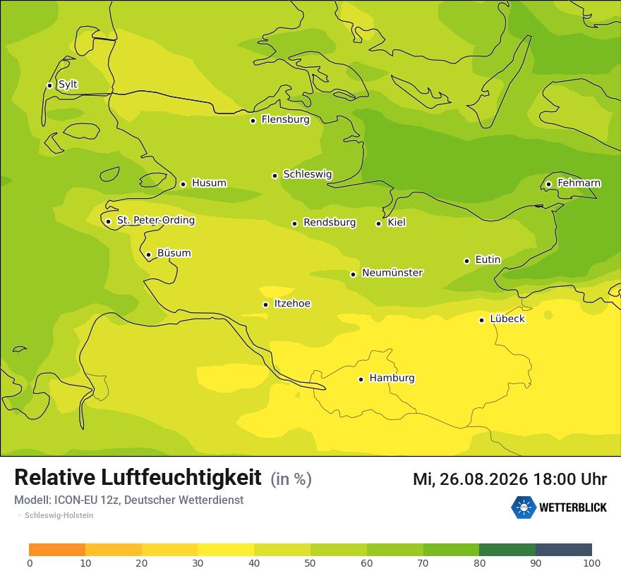 Modellkarte ICON-EU – relhum – sh