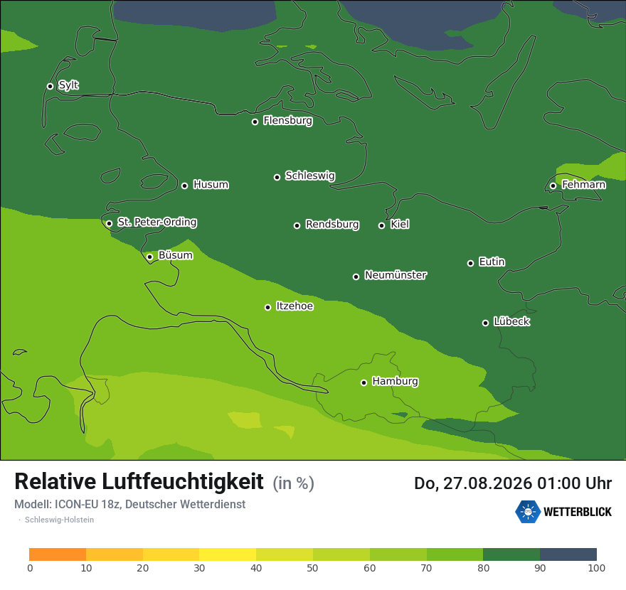 Modellkarte ICON-EU – relhum – sh