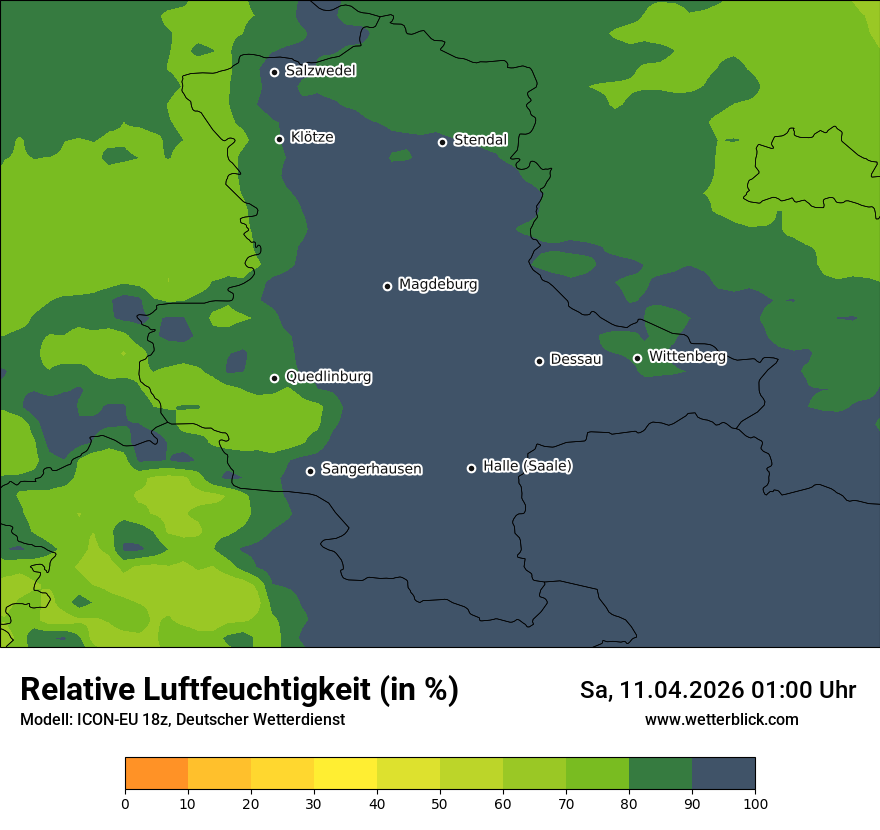 Modellkarte ICON-EU – relhum – st