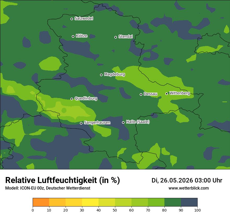 Modellkarte ICON-EU – relhum – st