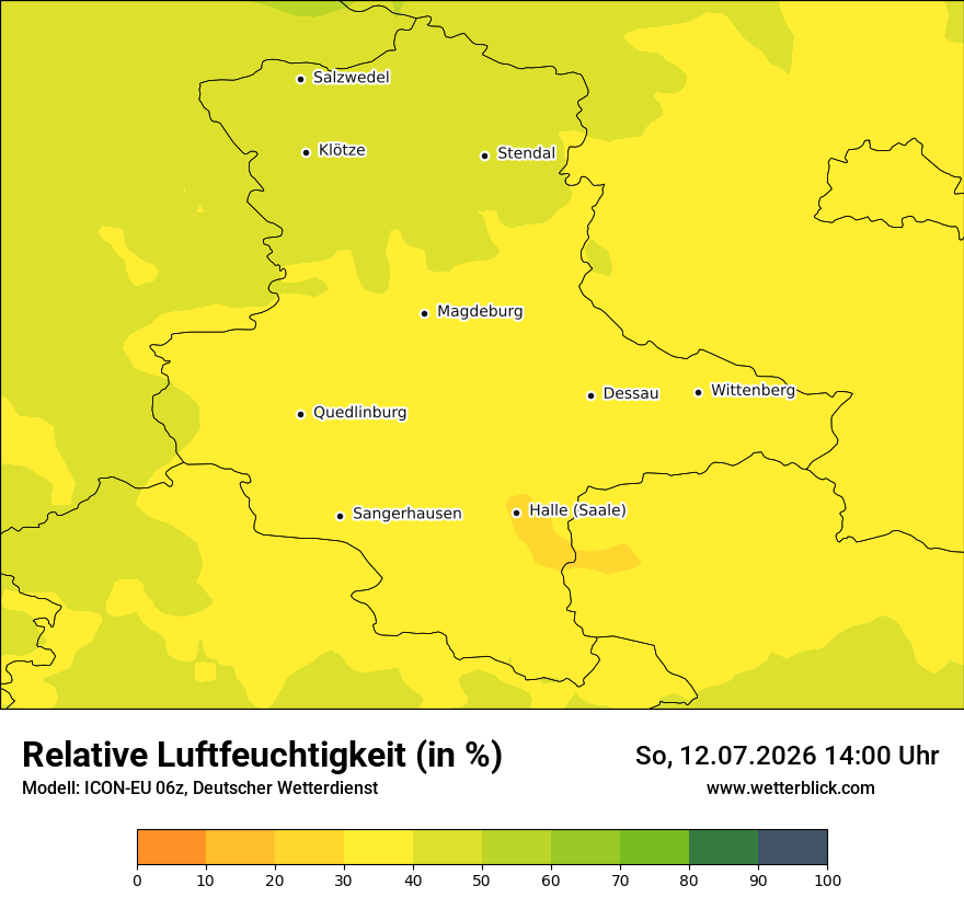 Modellkarte ICON-EU – relhum – st