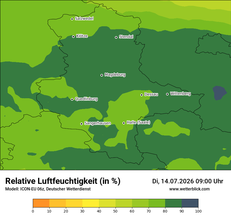 Modellkarte ICON-EU – relhum – st