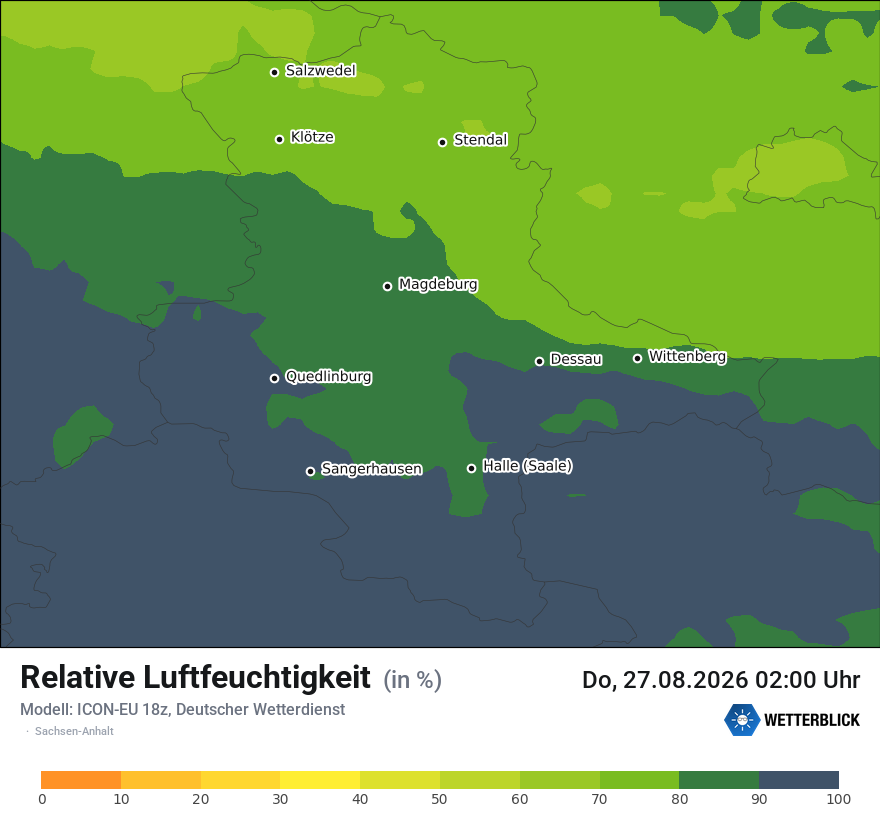 Modellkarte ICON-EU – relhum – st