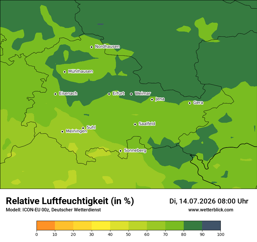 Modellkarte ICON-EU – relhum – th