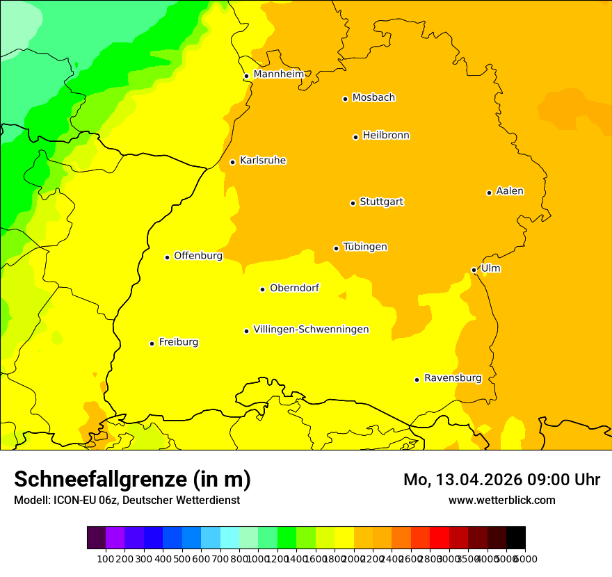 Modellkarte ICON-EU – snowlmt – bw