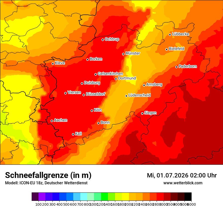 Modellkarte ICON-EU – snowlmt – nrw